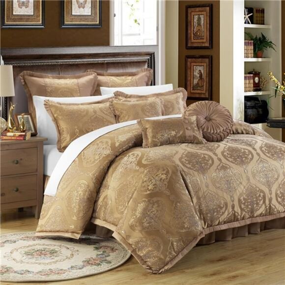 Chic Home 9 Piece Como Decorator Upholstery Quality Jacquard Motif Fabric - Picture 1 of 7